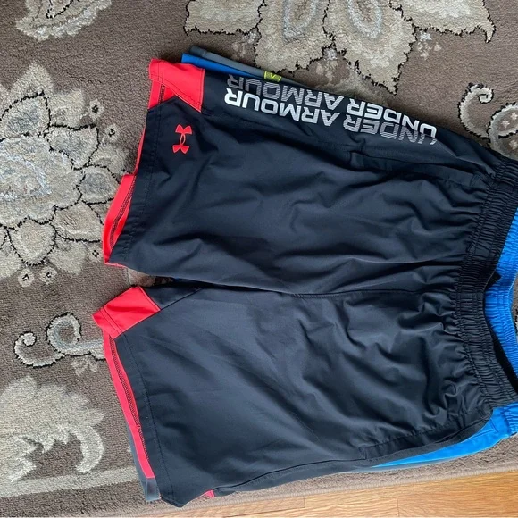 Under Armour Loose Fit Shorts Trio in Black, Gray, and Blue - Picture 5 of 10